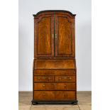 An English burl wood veneered writing cabinet, 18th C.