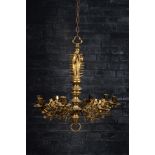 A Flemish or Dutch brass Gothic Revival chandelier, 19th C.