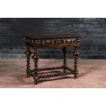 A Portuguese rosewood table with two drawers, 19th C.