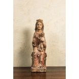 A polychrome wooden 'Sedes Sapientiae' sculpture, 18/19th C.