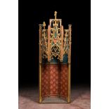 A French Gothic Revival polychromed and gilt wooden canopy, 19th C.