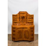 A German fruitwood secretaire with marquetry, 1st half 19th C.