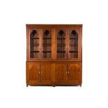 A large French pitch pine library, 19th C.