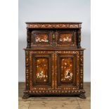 A wooden buffet with hunting scenes, Italy or Southern Germany, late 19th C.