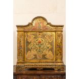 An Italian polychromed and gilt wooden table cabinet in orientalist style, 19th C.