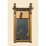 A partly gilt wooden Empire mirror, 19th C.