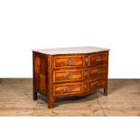 A veneered wooden commode with marble top, 19th C.