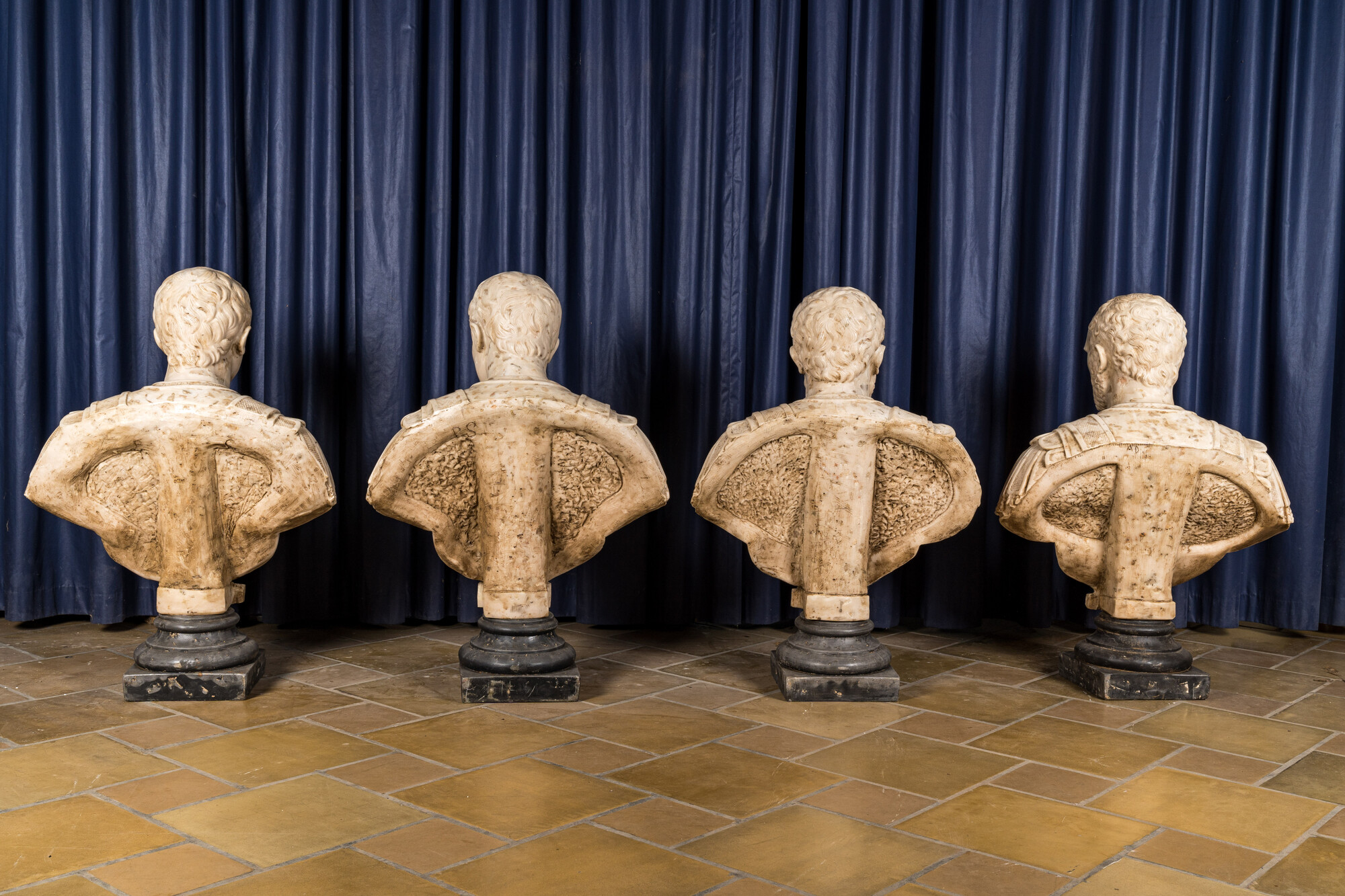 Four Italian faux marble busts of Roman emperors, 19/20th C. - Image 2 of 6