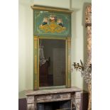 A large neoclassical-style polychrome wooden mirror, 19/20th C.