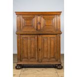 A simple oak four-door cupboard, 17th C.