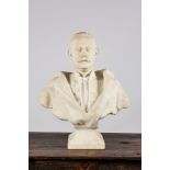 Marochelli (19/20th C.): A white marble bust of a gentleman, dated 1908