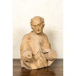 A basswooden bust of a male saint, Germany, 16th C.