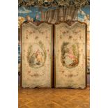 A pair of large Aubusson tapestry panels in wooden rocaille frames, 19th C.