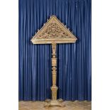 A massive patinated wooden 'tenebrae' church candlestick, 18th C.