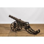 A cast iron model of a cannon, 19th C.