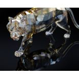 SWAROVSKI TINTED CRYSTAL MODEL TIGER, 19cms long Comments: no boxes or certificates