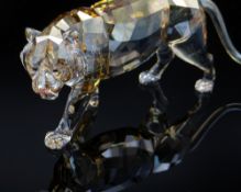 SWAROVSKI TINTED CRYSTAL MODEL TIGER, 19cms long Comments: no boxes or certificates