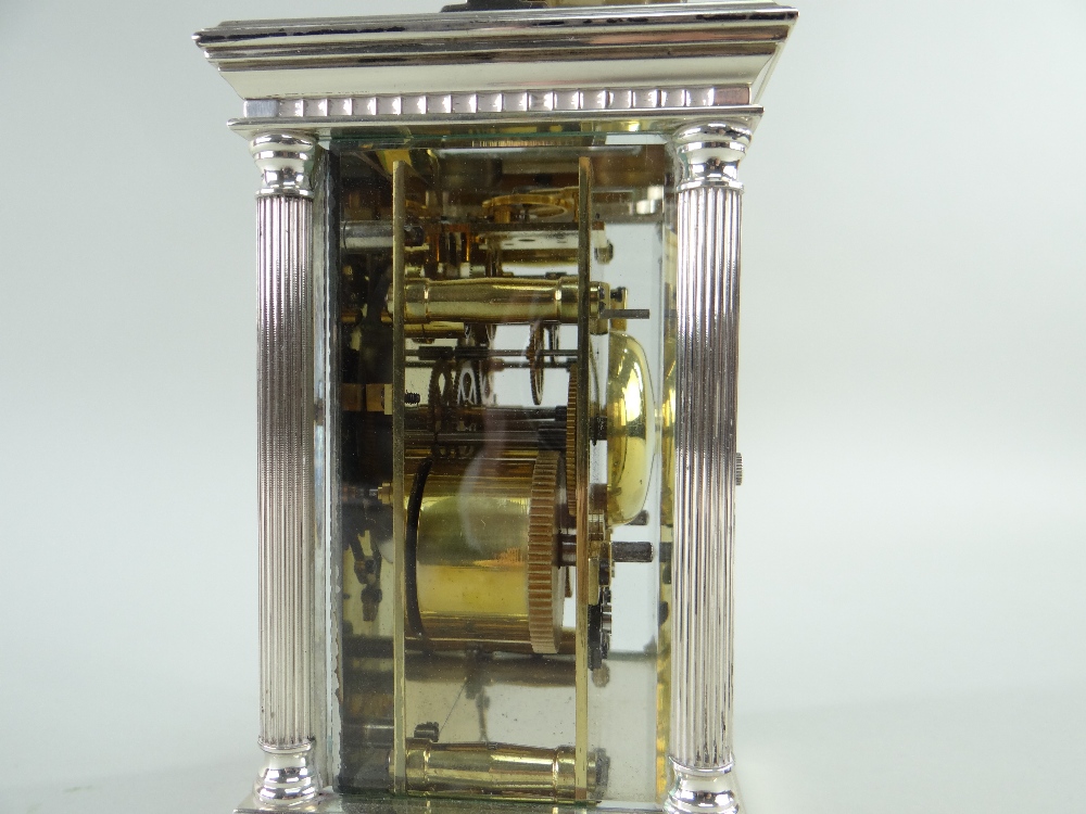 MODERN SILVER CASED CARRIAGE CLOCK, Charles Frodsham, with push repeat, signed enamel dial with - Image 10 of 13