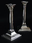 PAIR OF GEORGE V SILVER CORINTHIAN COLUMN CANDLESTICKS, Thomas Bradbury & Sons, Sheffield 1930, ,