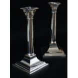 PAIR OF GEORGE V SILVER CORINTHIAN COLUMN CANDLESTICKS, Thomas Bradbury & Sons, Sheffield 1930, ,