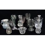 ASSORTED ENGLISH & CONTINENTAL GLASS, including 19th C cut glass toddy lifter, stirrup cup...