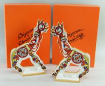 TWO WEDGWOOD CLARICE CLIFF 'BIZOOKA' GIRAFFE FIGURES, limited edition (70/250 & 71/250) with boxes