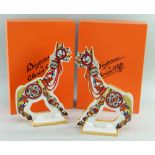 TWO WEDGWOOD CLARICE CLIFF 'BIZOOKA' GIRAFFE FIGURES, limited edition (70/250 & 71/250) with boxes