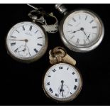 VARIOUS POCKET WATCHES comprising large Waltham pocket watch with 'swing-out' movement, silver