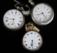 VARIOUS POCKET WATCHES comprising large Waltham pocket watch with 'swing-out' movement, silver