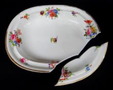 SWANSEA PORCELAIN TUREEN BASE painted with flowers, unmarked, 31cms Provenance: private collection