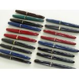 ASSORTED PARKER DUOFOLD FOUNTAIN PENS, solid coloured barrels and caps (18) Comments: some ships and