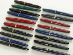 ASSORTED PARKER DUOFOLD FOUNTAIN PENS, solid coloured barrels and caps (18) Comments: some ships and