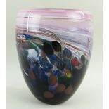 ANTHONY STERN STUDIO GLASS VASE, 'Seashore' of rounded tapering form, mottled pink blue, purple
