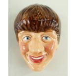 KELSBORO WARE BEATLES WALL MASK, c. 1964, depicting Ringo, impressed numeral 1, printed