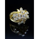 YELLOW GOLD DIAMOND CLUSTER RING, stamped '18K', ring size J / K, 7.8gms Provenance: deceased estate