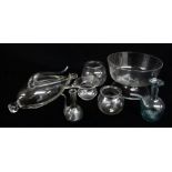 ASSORTED COLLECTIBLE PLAIN BLOWN GLASS, including a Swedish ship's flask barometer, 27cms h (base