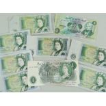 COLLECTION OF BANK OF ENGLAND £1 NOTES, some consecutive serial numbers, Somerset/Page chief