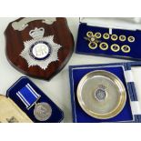 ASSORTED SILVER & COLLECTABLES comprising Ark Royal silver souvenir in box, boxed buttons
