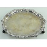 ELIZABETH II SILVER WAITER, Birmingham 1973, pie crust edge with shell and strapwork border, three