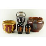 ASSORTED CLASSICAL REVIVAL PRINTED POTTERY, comprising Staffordshire 'Etruscan' vase, 28.5cms