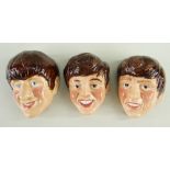 THREE KELSBORO WARE BEATLES WALL MASKS, c. 1964, depicting Paul, George and Ringo, impressed