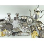 ASSORTED SILVER & PLATE, including silver cigarette case, Scottish George IV silver sifting spoon,