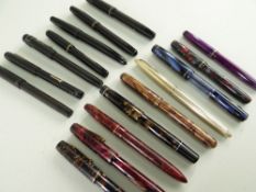 ASSORTED VINTAGE COLOURED & BLACK FOUNTAIN PENS, comprising coloured Stephens, Majestic,