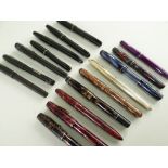 ASSORTED VINTAGE COLOURED & BLACK FOUNTAIN PENS, comprising coloured Stephens, Majestic,