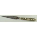 19TH CENTURY OTTOMAN EMPIRE KNIFE, North Africa, probably Libya or Tunisia, bone and pique work