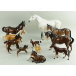 ASSORTED BESWICK HORSES, including large dapple grey, 30cms high, and a figure of Bambi (11)