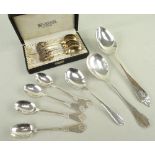 ASSORTED DANISH SILVER SPOONS, Heise / Siggaard various dates and patterns, including boxed set of