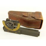 STANLEY LEATHER CASED ABNEY LEVEL CLINOMETER, c. 1900-1914, patinated brass, stamped 'Stanley, Great