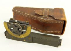 STANLEY LEATHER CASED ABNEY LEVEL CLINOMETER, c. 1900-1914, patinated brass, stamped 'Stanley, Great