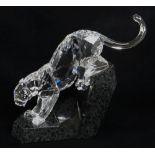 SWAROVSKI CRYSTAL & GRANITE MODEL PANTHER, 18cms high x 23cms long Comments: no boxes or